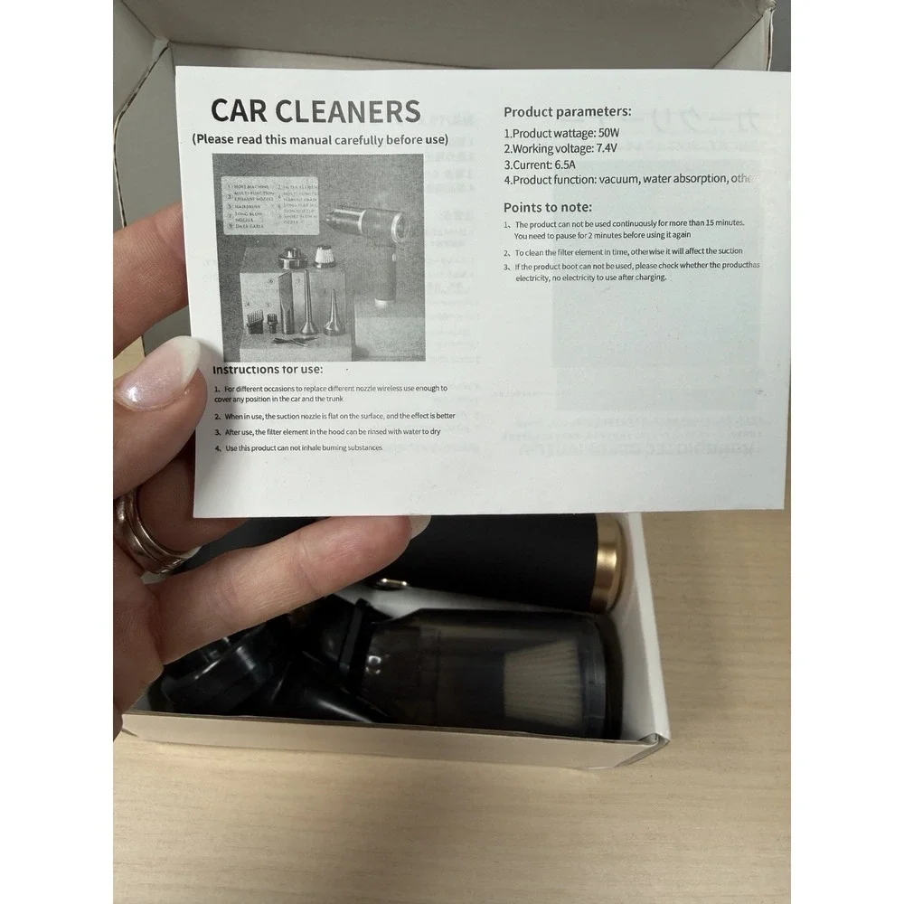 Wireless Car Vacuum Cleaner In Case, Portable Wet Dry, Handheld Black & Gold